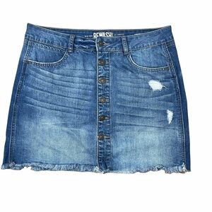 Rewash Raw Hem Denim/Jean Button Up Skirt Size 11